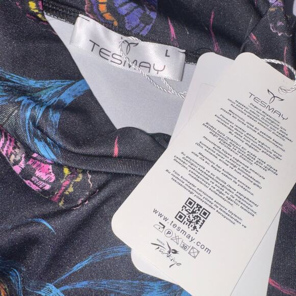 Tesmay Peacock Feather Print Modest Swim Dress women’s Size Large - Picture 4 of 6